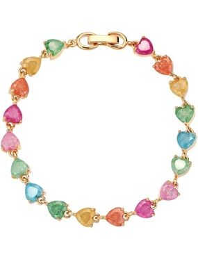Heart Candy Tennis Bracelet 18K Gold Plated Multicolor CZs Sold Out Viral